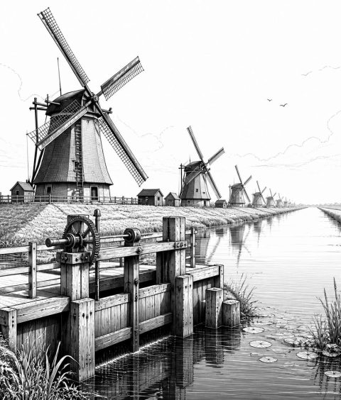 ai-kinderdijk-windmuehlen-wasserlandschaft