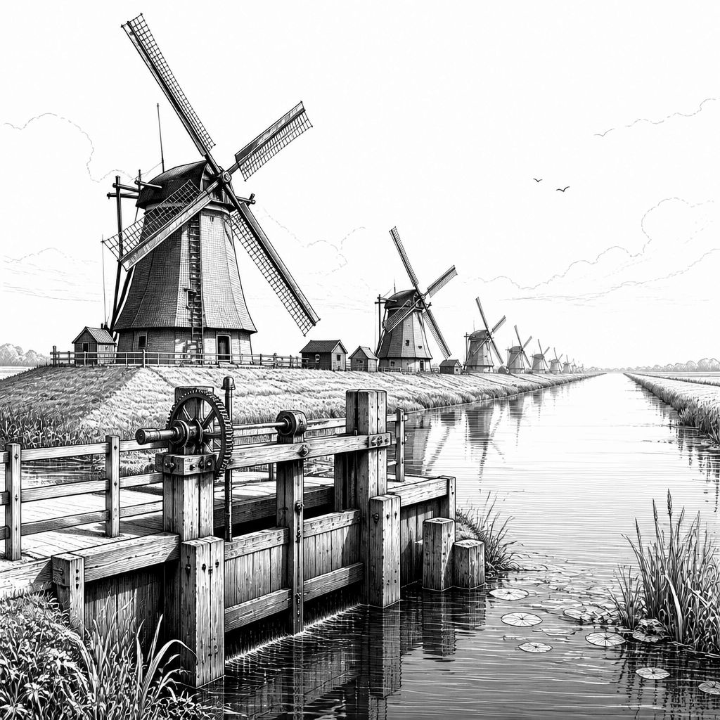 Kinderdijk und die Windmühlen der Wasserlandschaft: UNESCO-System im Polder Kinderdijk und die Windmühlen der Wasserlandschaft: UNESCO-System im Polder