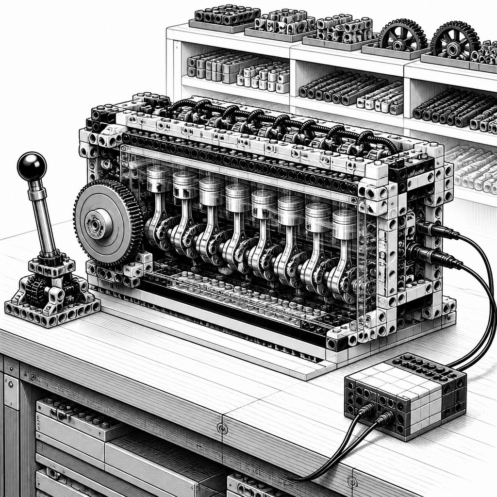 Mould King 10169: V12-Klemmbausteinmotor mit 4-Gang-Getriebe im Angebot Mould King 10169: V12-Klemmbausteinmotor mit 4-Gang-Getriebe im Angebot