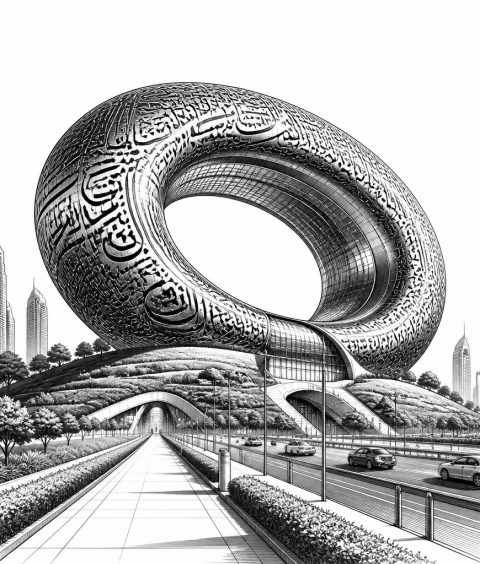 ai-museum-of-the-future-dubai-ringbau-kalligrafie