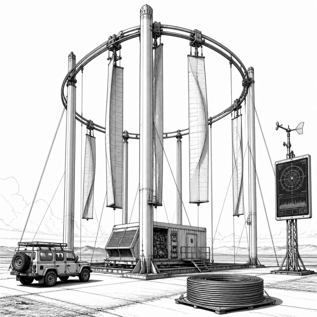 Airloom: Windturbine mit vertikalen Airfoil-Flügeln und Kabel-Track soll Kosten senken Airloom: Windturbine mit vertikalen Airfoil-Flügeln und Kabel-Track soll Kosten senken