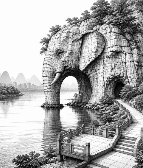 ai-xiangbishan-elefant-karstfelsen-li-fluss