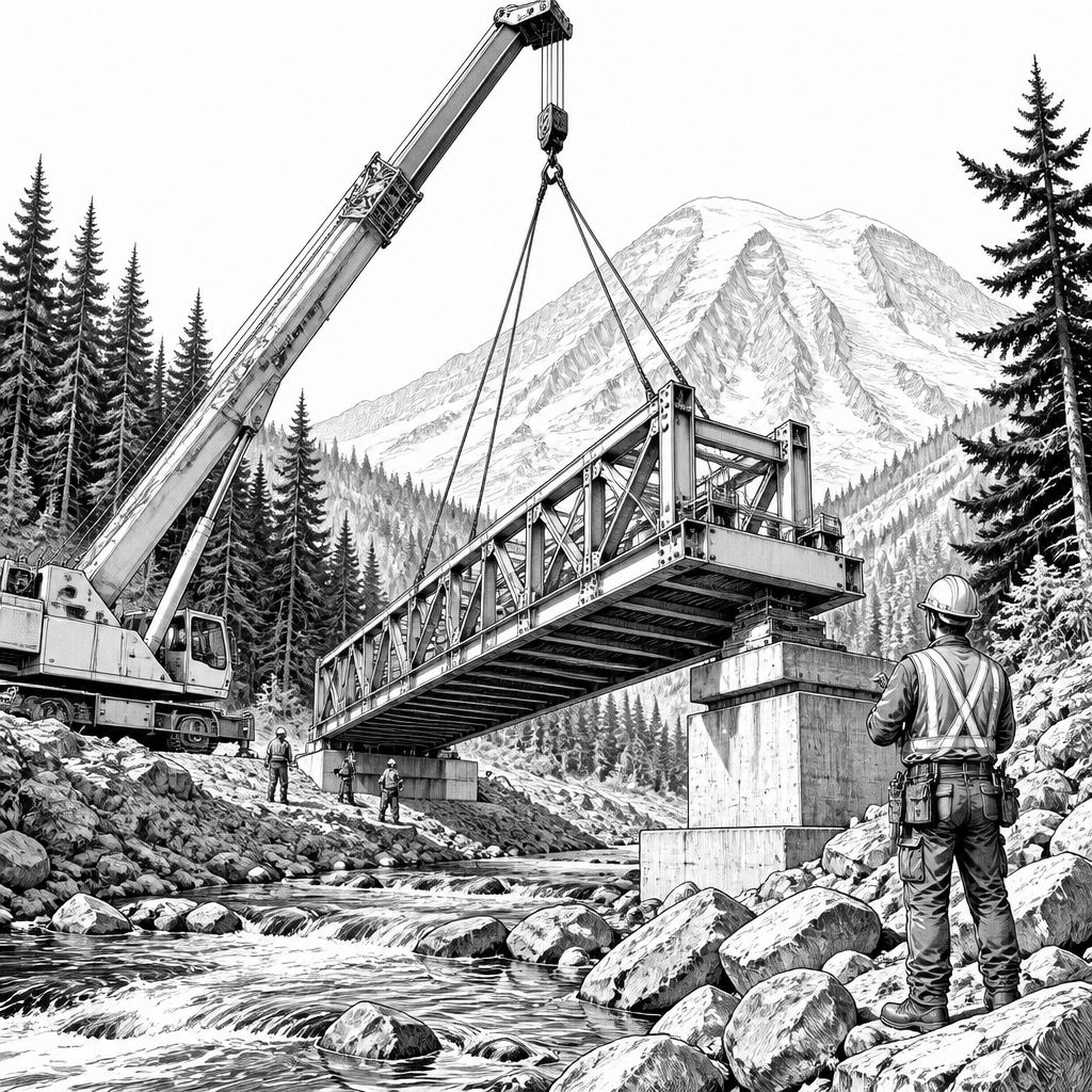 Mount-Rainier-Park sperrt Trailhead: Arbeiten an Fryingpan-Creek-Brücke Mount-Rainier-Park sperrt Trailhead: Arbeiten an Fryingpan-Creek-Brücke
