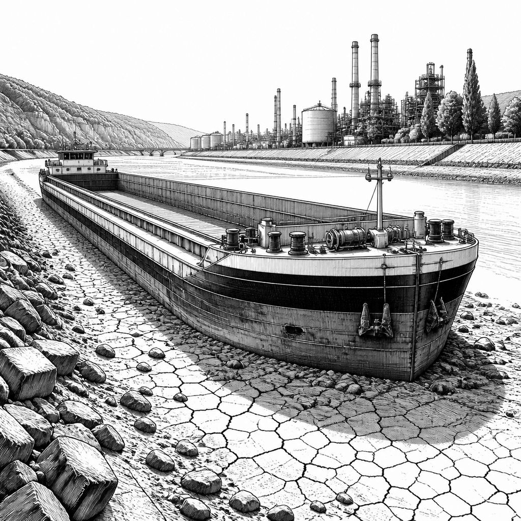 Niedrigwasser am Rhein lähmt die Binnenschifffahrt – Ludwigshafen besonders betroffen Niedrigwasser am Rhein lähmt die Binnenschifffahrt – Ludwigshafen besonders betroffen