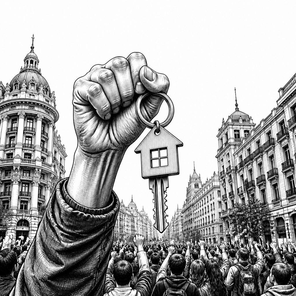 Protest in Madrid gegen Zwangsräumung: Politischer Druck und Digital-Fähigkeiten für Wohnrechte Protest in Madrid gegen Zwangsräumung: Politischer Druck und Digital-Fähigkeiten für Wohnrechte