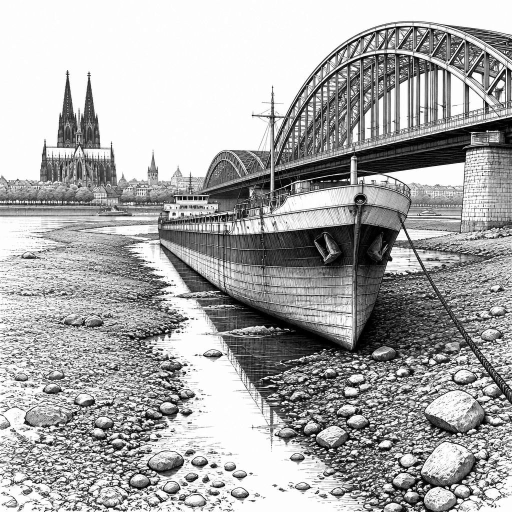 Rhein in Köln erreicht historischen Niedrigwasser-Rekord von 40 Zentimetern Rhein in Köln erreicht historischen Niedrigwasser-Rekord von 40 Zentimetern