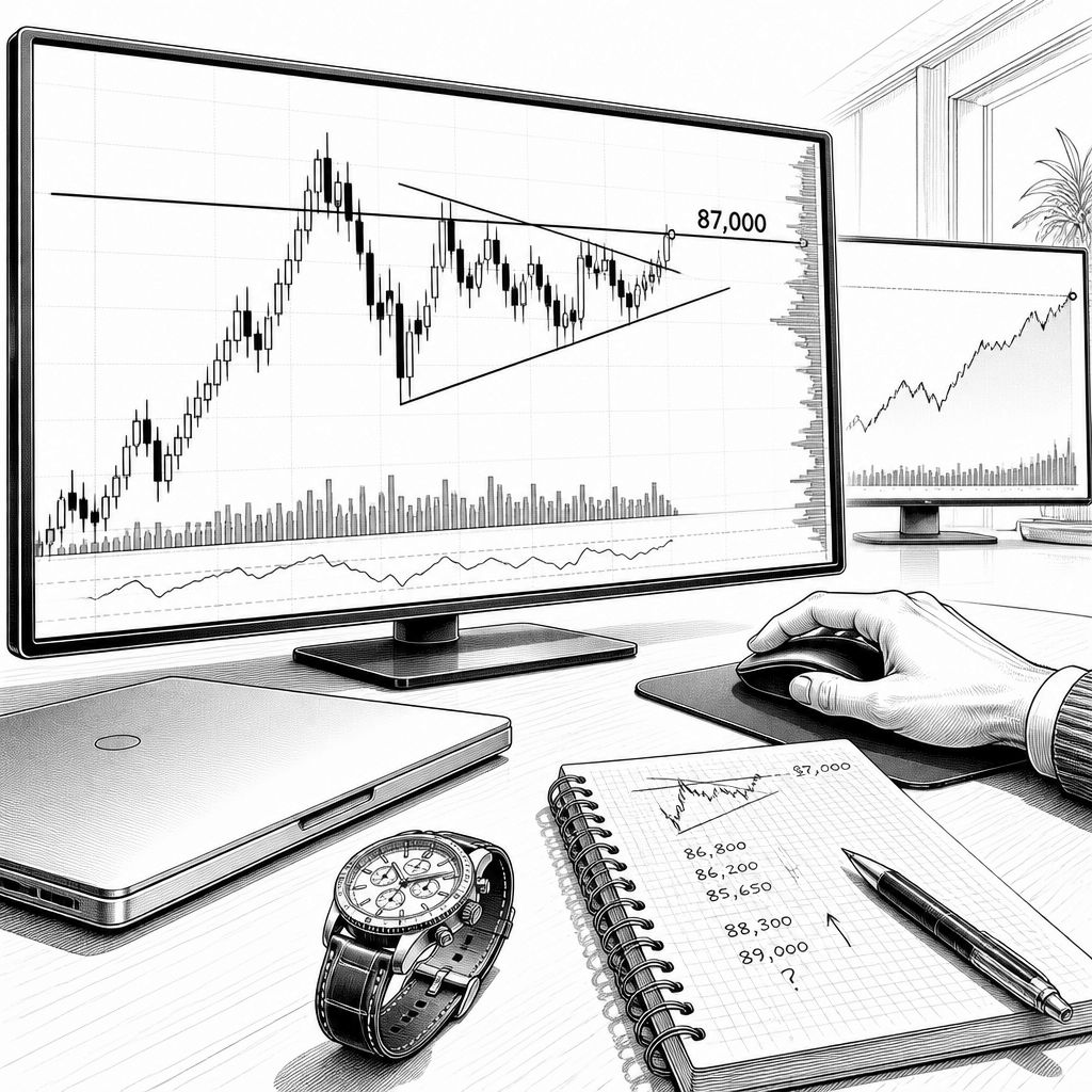Bitcoin prallt erneut an 87.000 US-Dollar ab: Mehr Volatilität im Dreieck möglich Bitcoin prallt erneut an 87.000 US-Dollar ab: Mehr Volatilität im Dreieck möglich