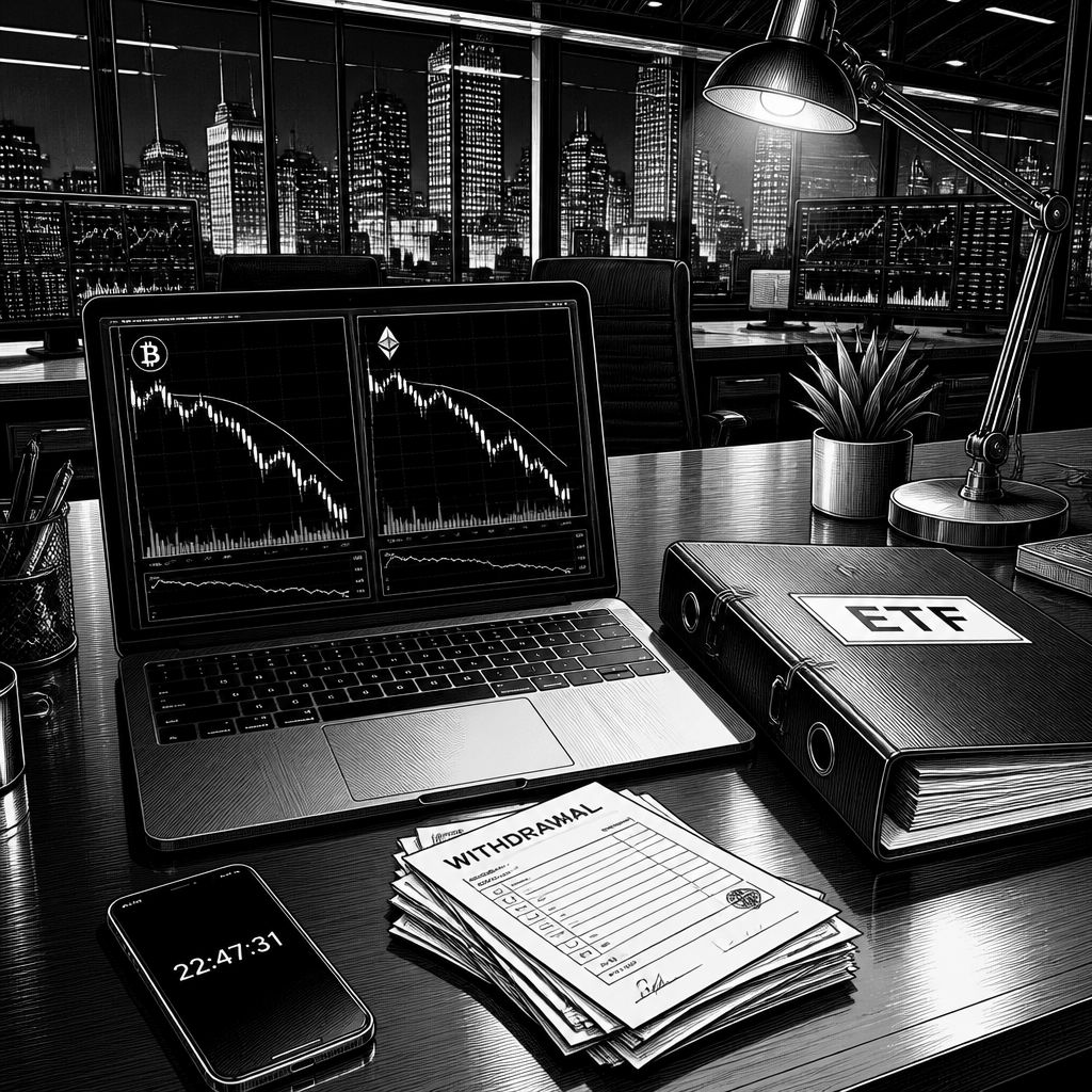 Bitcoin und Ethereum fallen: ETF-Abflüsse verschärfen den Druck Bitcoin und Ethereum fallen: ETF-Abflüsse verschärfen den Druck