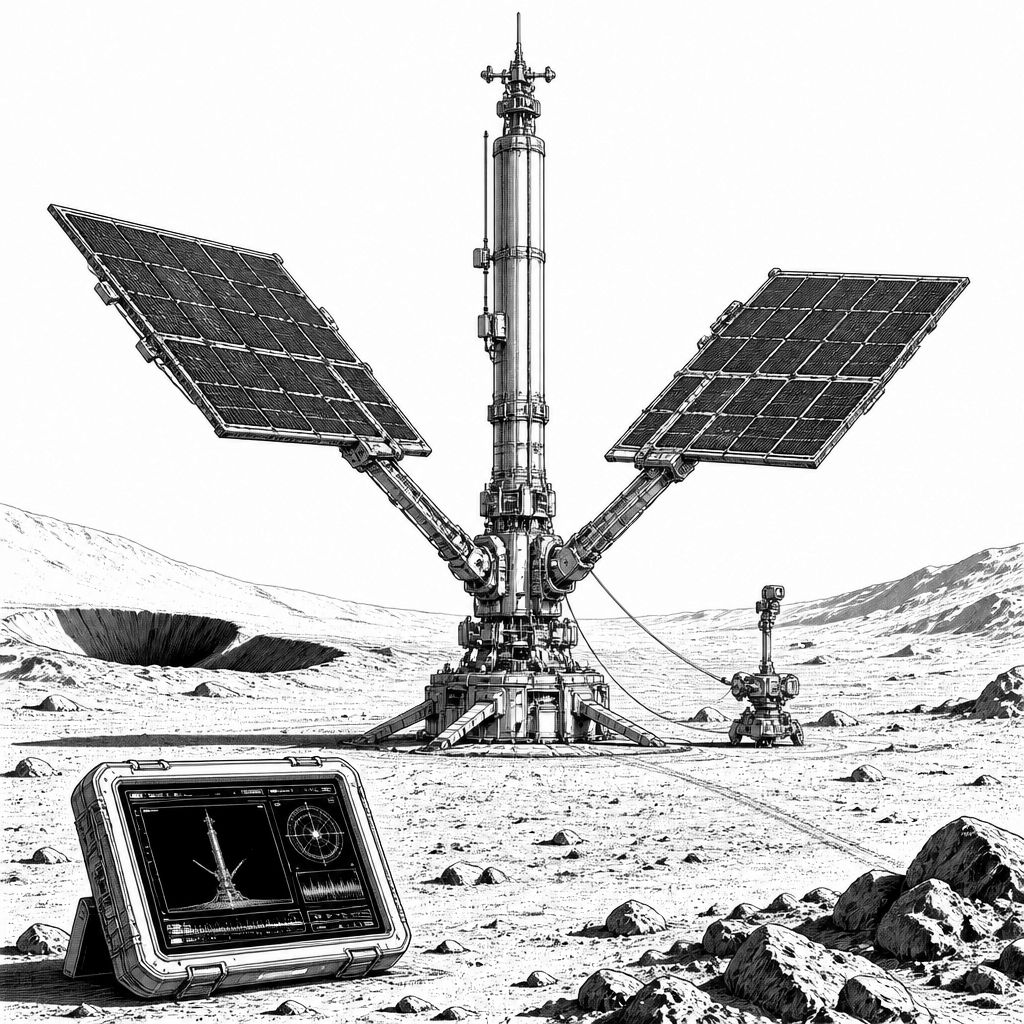 Blue Origin zeigt Power Tower: 20 Meter Solar-Pfahl für die Mondbasis Blue Origin zeigt Power Tower: 20 Meter Solar-Pfahl für die Mondbasis