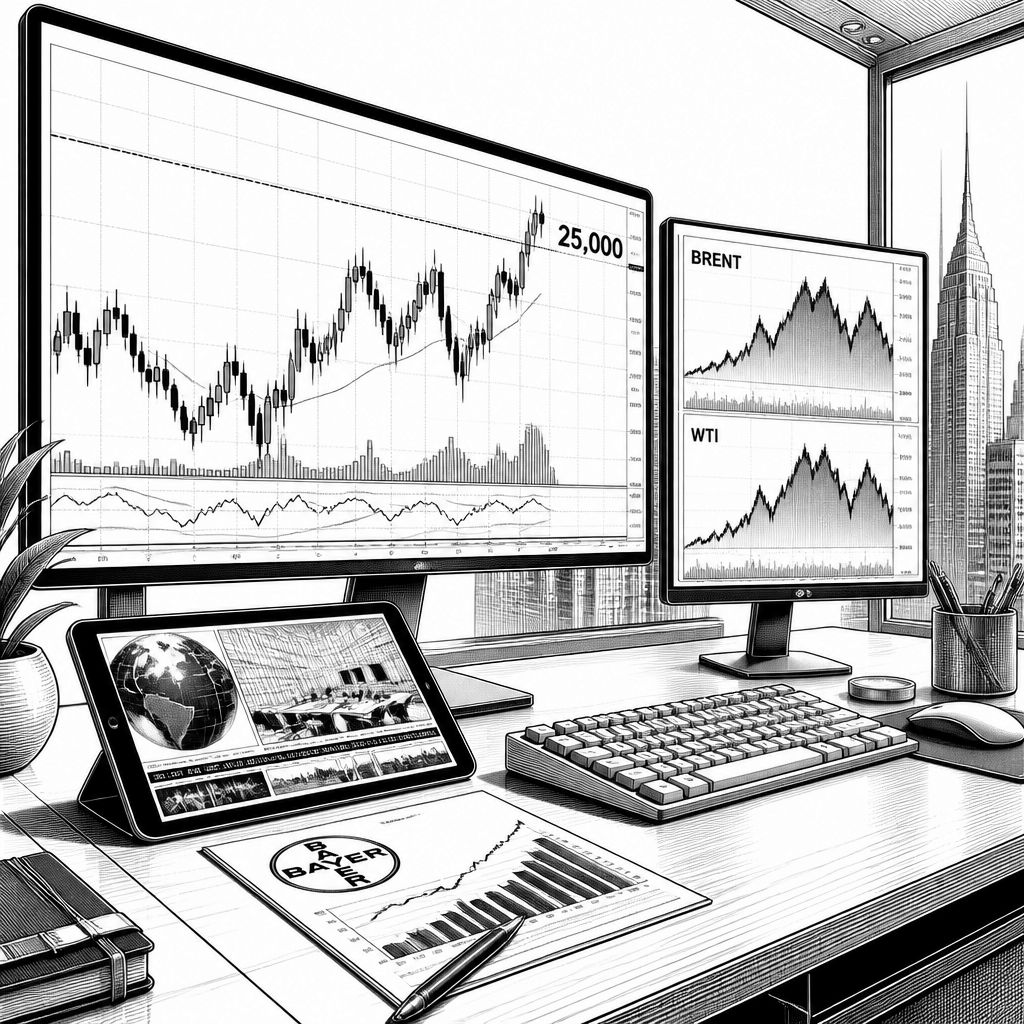 DAX kämpft um 25.000 Punkte: Öl bremst, Zinshoffnung stützt DAX kämpft um 25.000 Punkte: Öl bremst, Zinshoffnung stützt