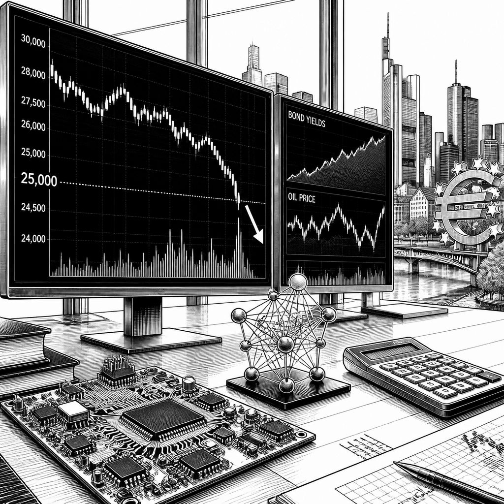 DAX unter 25.000: Renditen und Öl drücken Anleger – KI- und Halbleiterwerte leiden DAX unter 25.000: Renditen und Öl drücken Anleger – KI- und Halbleiterwerte leiden