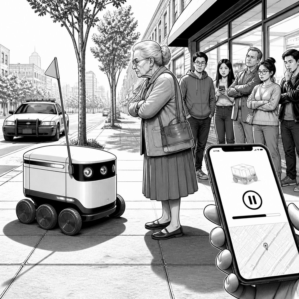 Protest gegen Lieferroboter: Ex-Penn-Professorin blockiert Uber Eats-Robot Protest gegen Lieferroboter: Ex-Penn-Professorin blockiert Uber Eats-Robot