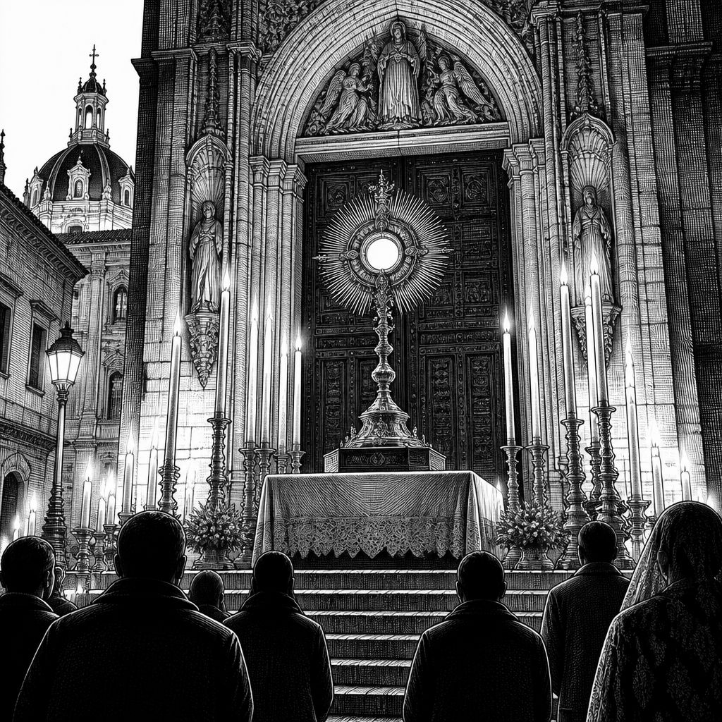 Eucharistische Vigil in Valencia: Prozession zur Kathedrale des Heiligen Kelchs Eucharistische Vigil in Valencia: Prozession zur Kathedrale des Heiligen Kelchs