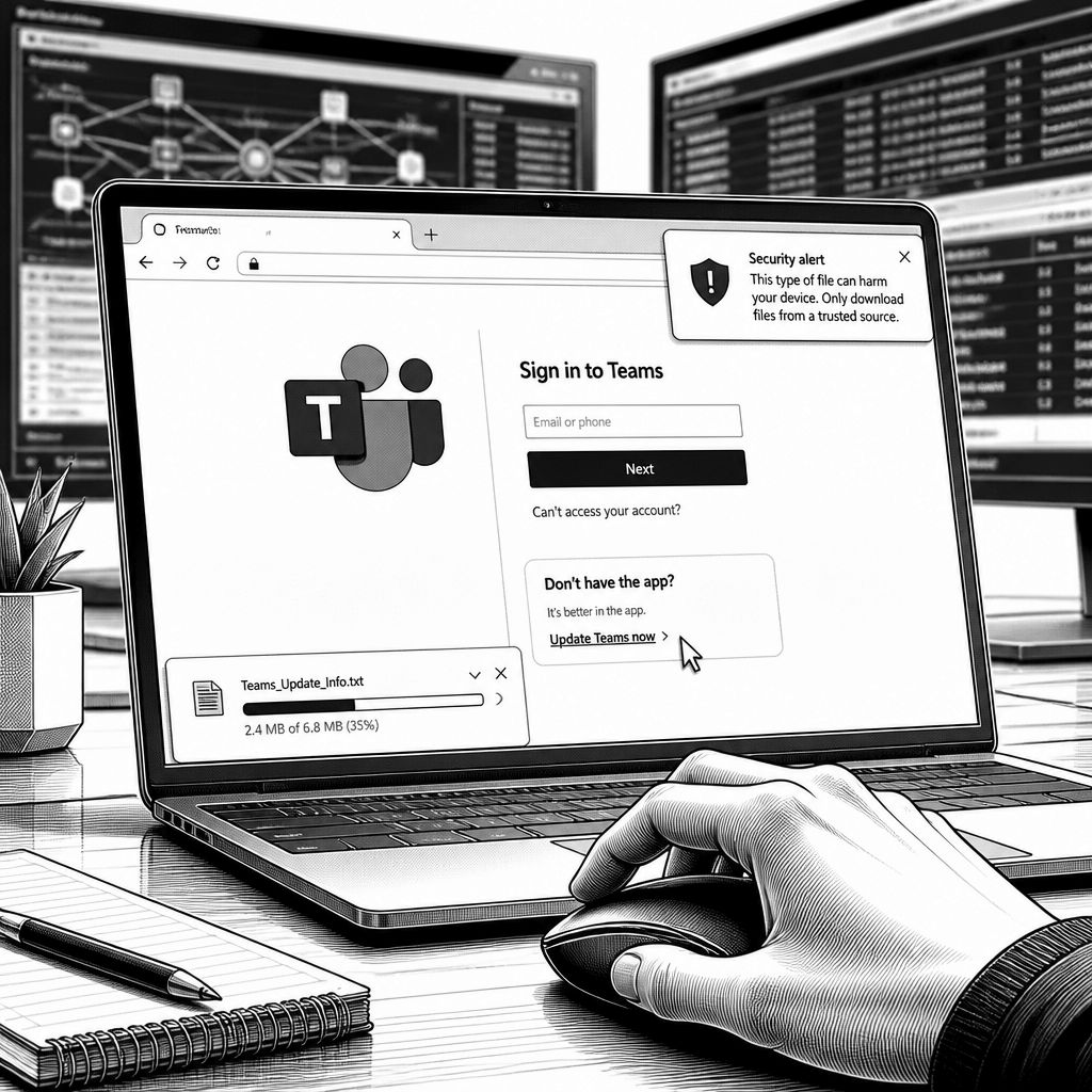 Gefälschte Microsoft-Teams-Domains: Neue Phishing-Seite lädt offenbar eine Datei Gefälschte Microsoft-Teams-Domains: Neue Phishing-Seite lädt offenbar eine Datei