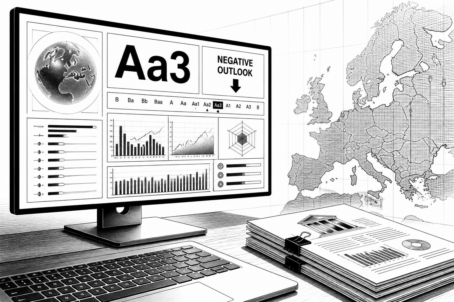 Moody’s lässt Frankreichs Kreditrating auf Aa3 – Ausblick negativ Moody’s lässt Frankreichs Kreditrating auf Aa3 – Ausblick negativ