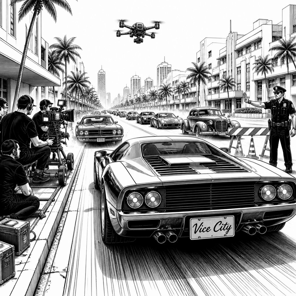 GTA 6: Live-Action-Dreharbeiten in Miami und Vice-City-Kennzeichen GTA 6: Live-Action-Dreharbeiten in Miami und Vice-City-Kennzeichen
