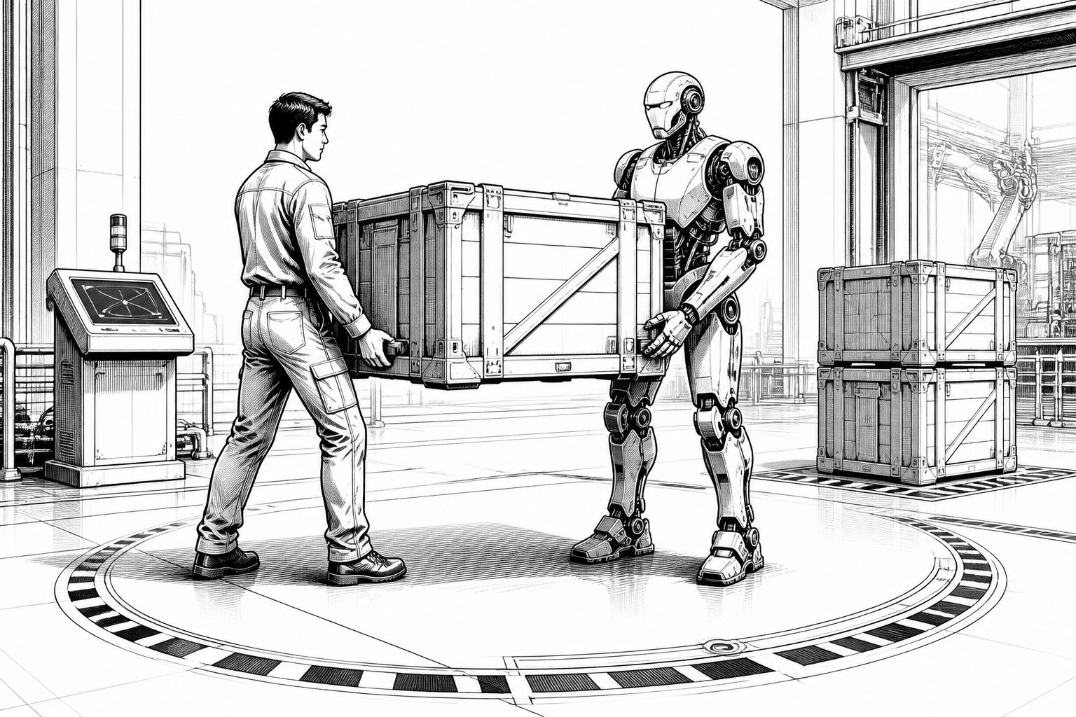 Digit: KI-steuender humanoider Roboter trägt Lasten gemeinsam mit Menschen durch Kurven Digit: KI-steuender humanoider Roboter trägt Lasten gemeinsam mit Menschen durch Kurven