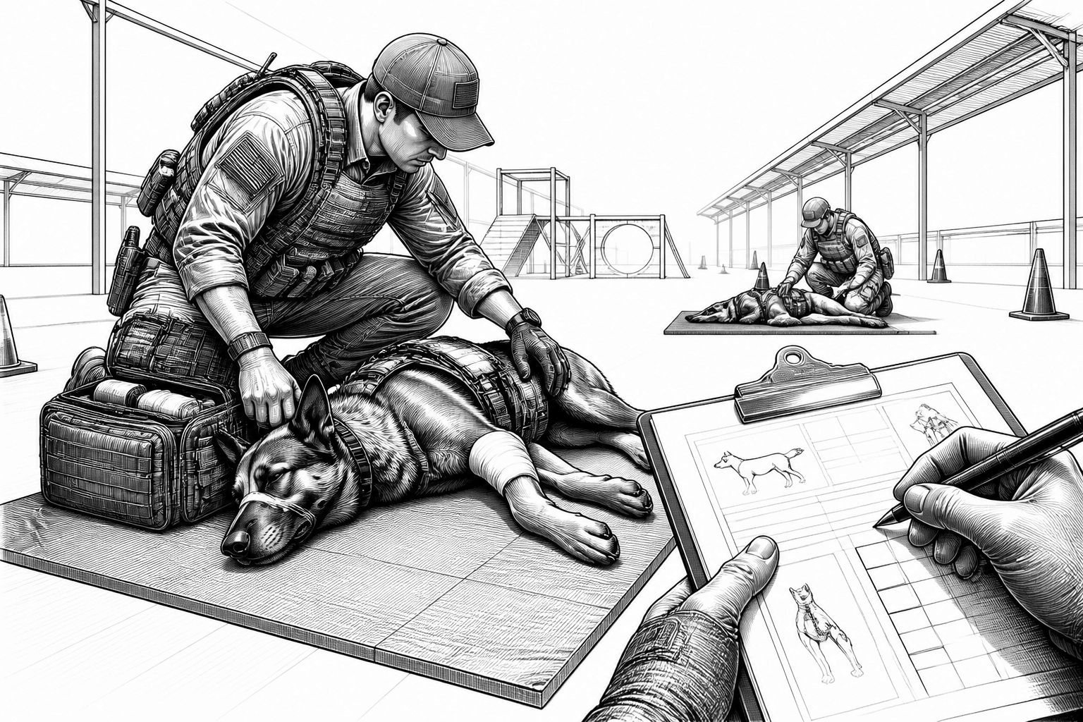 K9TCCC-Training auf der Ramstein Air Base: Handler versorgen verletzte Diensthunde K9TCCC-Training auf der Ramstein Air Base: Handler versorgen verletzte Diensthunde