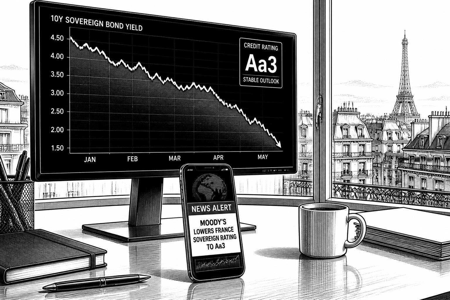 Moody’s lässt Frankreichs Kreditrating auf Aa3: Renditen geben nach Moody’s lässt Frankreichs Kreditrating auf Aa3: Renditen geben nach