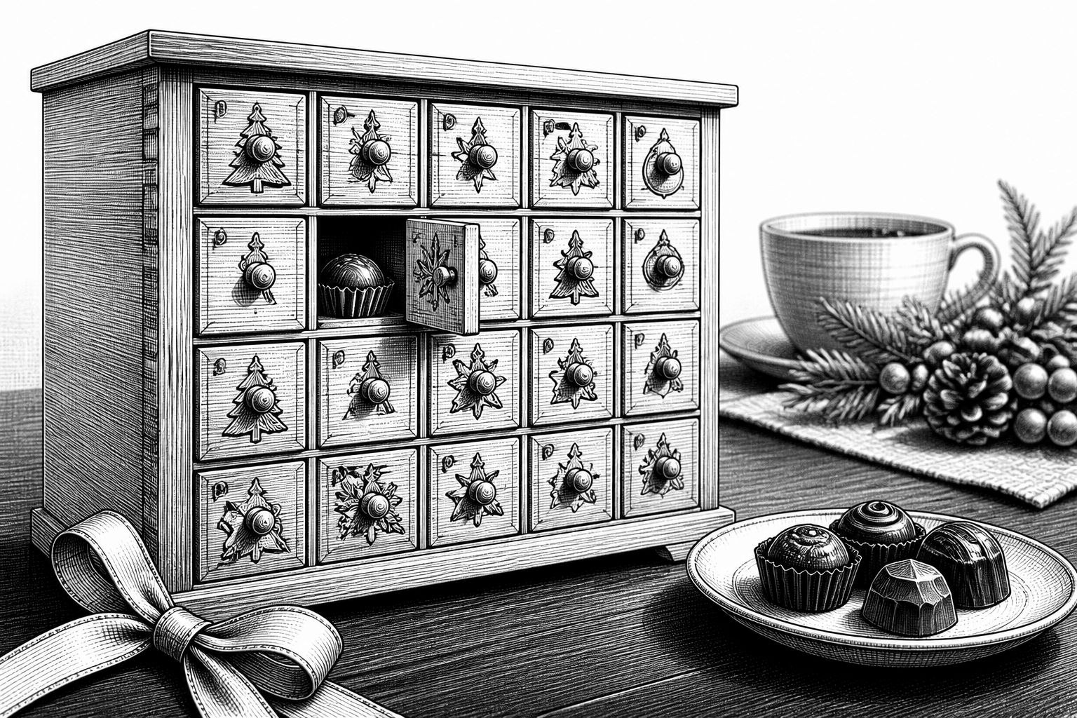 Pralinen-Adventskalender ohne Alkohol: 24 Sorten im Sparpreis Pralinen-Adventskalender ohne Alkohol: 24 Sorten im Sparpreis