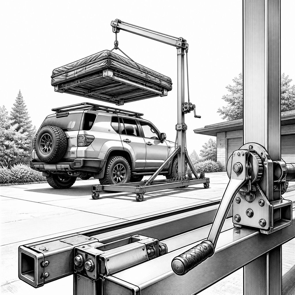 Roof Space bringt Dachzeltlift: Montage per Kurbel auch solo möglich Roof Space bringt Dachzeltlift: Montage per Kurbel auch solo möglich