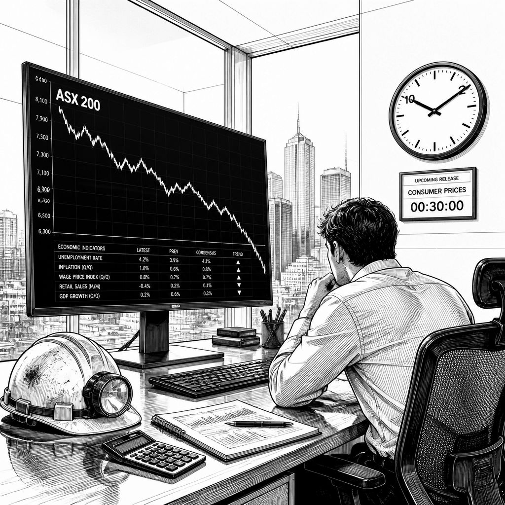 S&P/ASX 200 nach Jobdaten schwächer: 8 Punkte tiefer vor Verbraucherpreisen S&P/ASX 200 nach Jobdaten schwächer: 8 Punkte tiefer vor Verbraucherpreisen