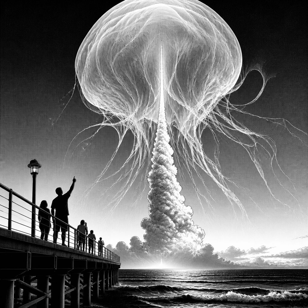 SpaceX-Start erzeugt „Space Jellyfish“-Effekt über Grand Isle SpaceX-Start erzeugt „Space Jellyfish“-Effekt über Grand Isle