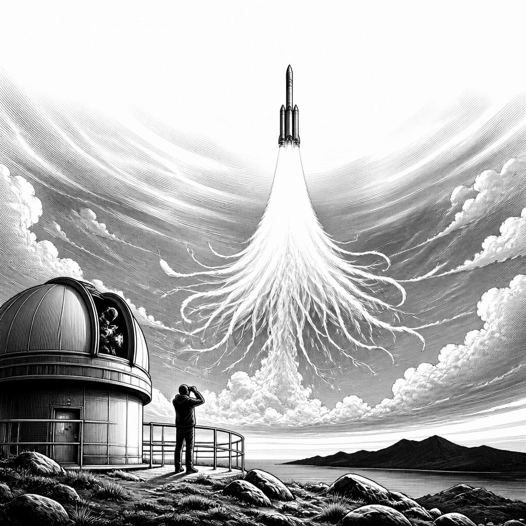 SpaceX-Falcon-9-Start: „Space Jellyfish“-Plume in der Morgendämmerung sichtbar SpaceX-Falcon-9-Start: „Space Jellyfish“-Plume in der Morgendämmerung sichtbar