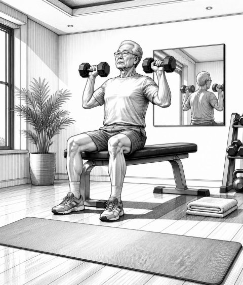 ai-strength-training-aging-elderly-dumbbell