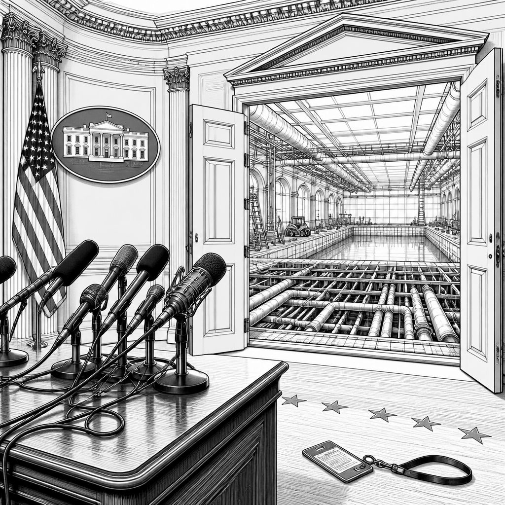 Trump erwägt Umwandlung des Pressebriefingraums in einen Innenpool Trump erwägt Umwandlung des Pressebriefingraums in einen Innenpool