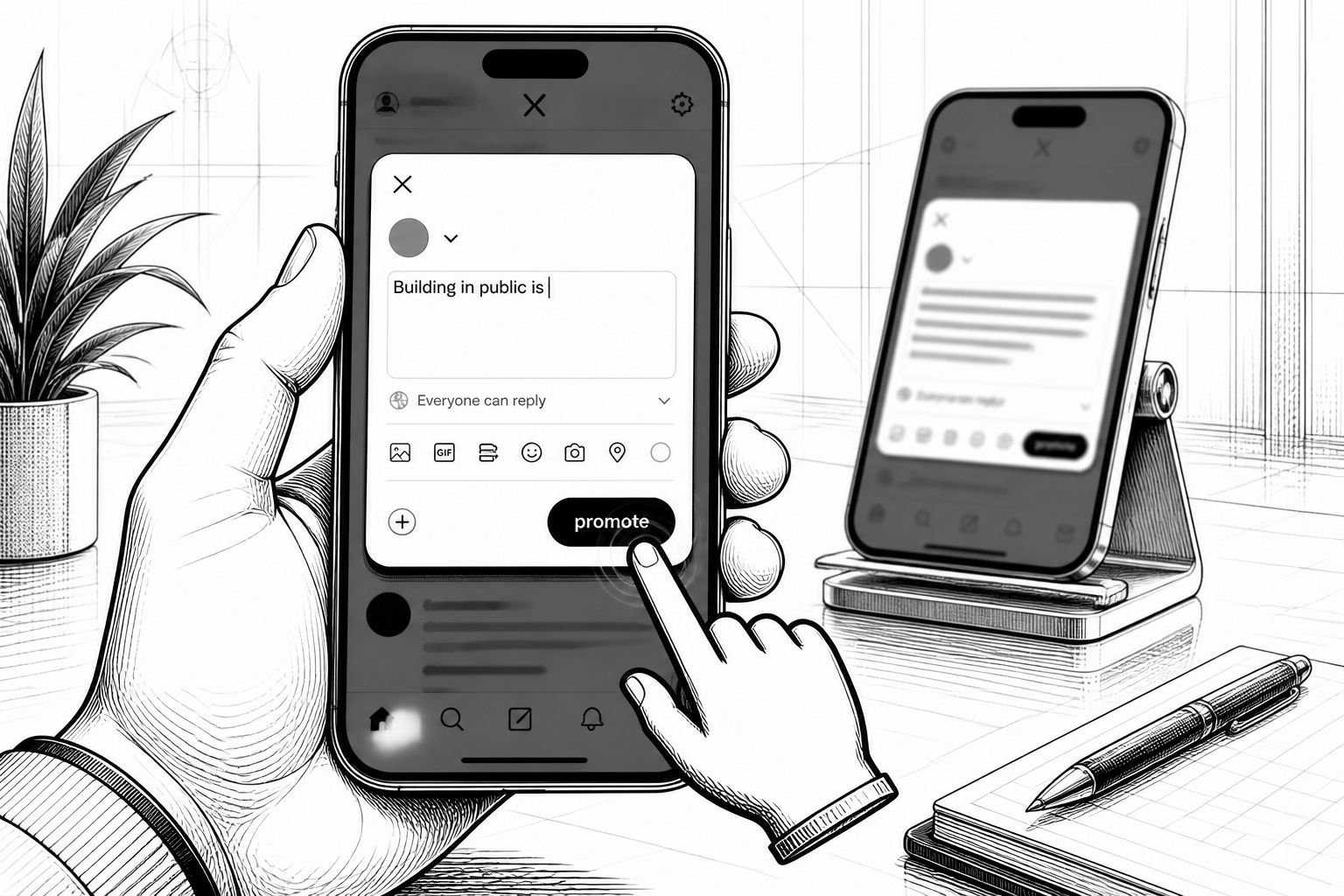 X blendet beim Erstellen von Posts eine „Hand“-Aufforderung zum „Promote“ ein X blendet beim Erstellen von Posts eine „Hand“-Aufforderung zum „Promote“ ein